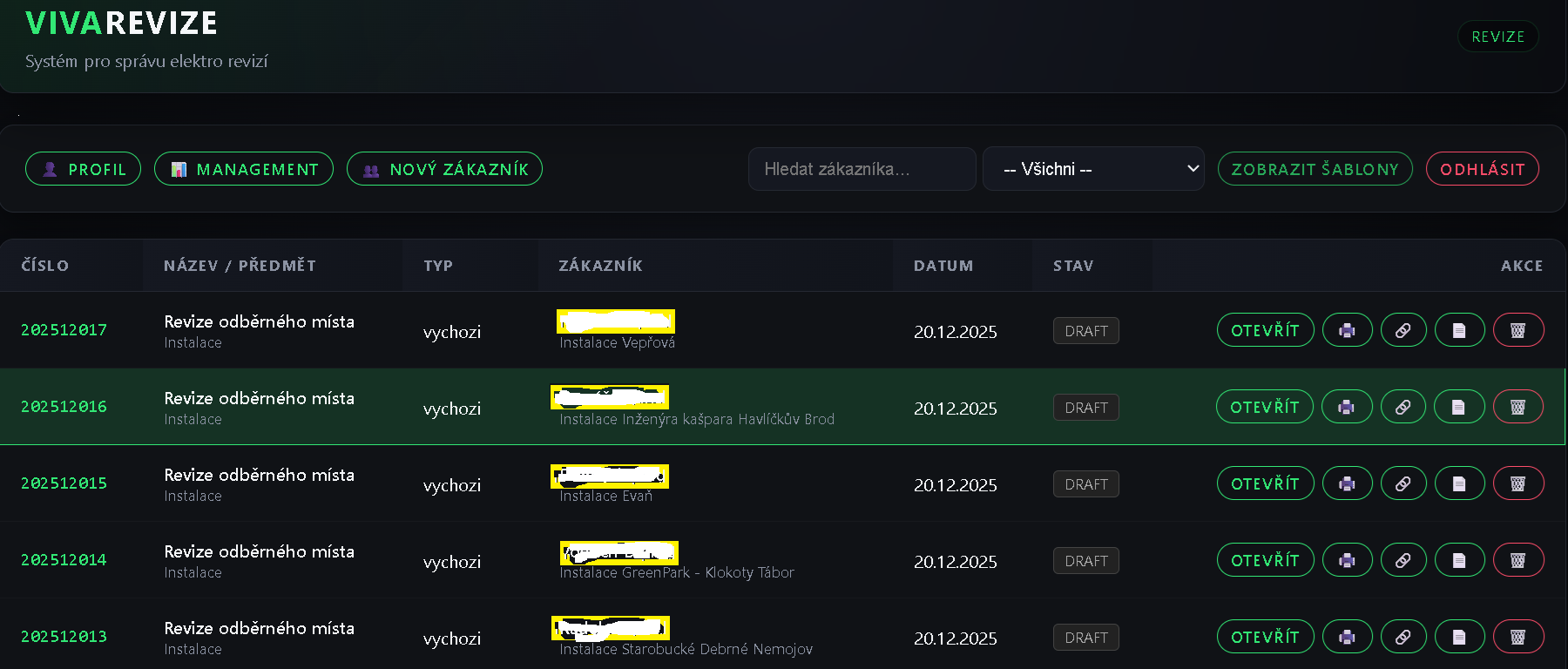 Náhled VivaRevize – obrazovka 3