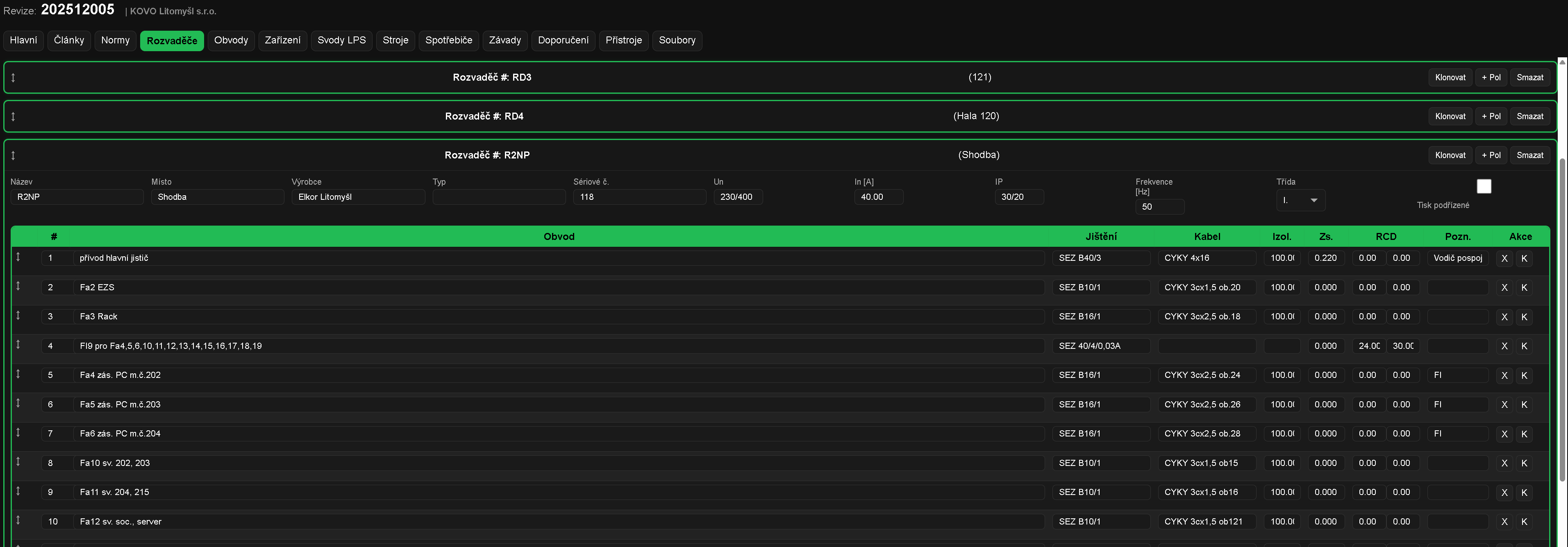 Náhled VivaRevize – obrazovka 1
