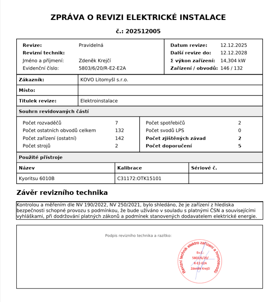 Náhled VivaRevize – obrazovka 2