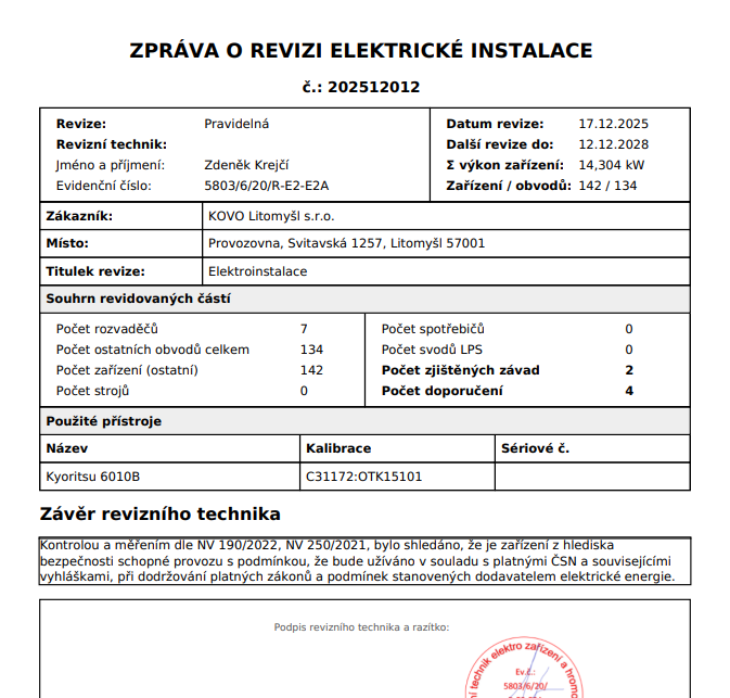 Náhled VivaRevize – obrazovka 2